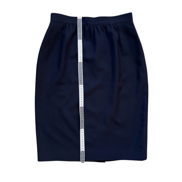 Vintage Mr Jax High-Waisted Navy Knee-Length Wool Lined Pencil Skirt Fits Size 8 - Picture 3 of 11